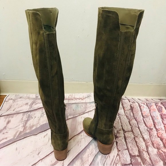 Marc Fisher Boots Womens Size 5.5M Elaine Over the Knee Olive Suede Leather. - Picture 6 of 7